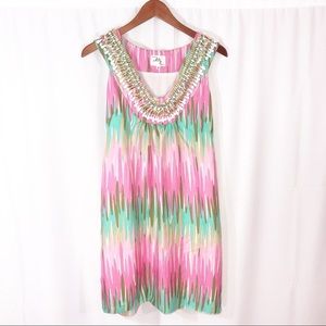 NWT Milly multicolor silk beaded dress size 2